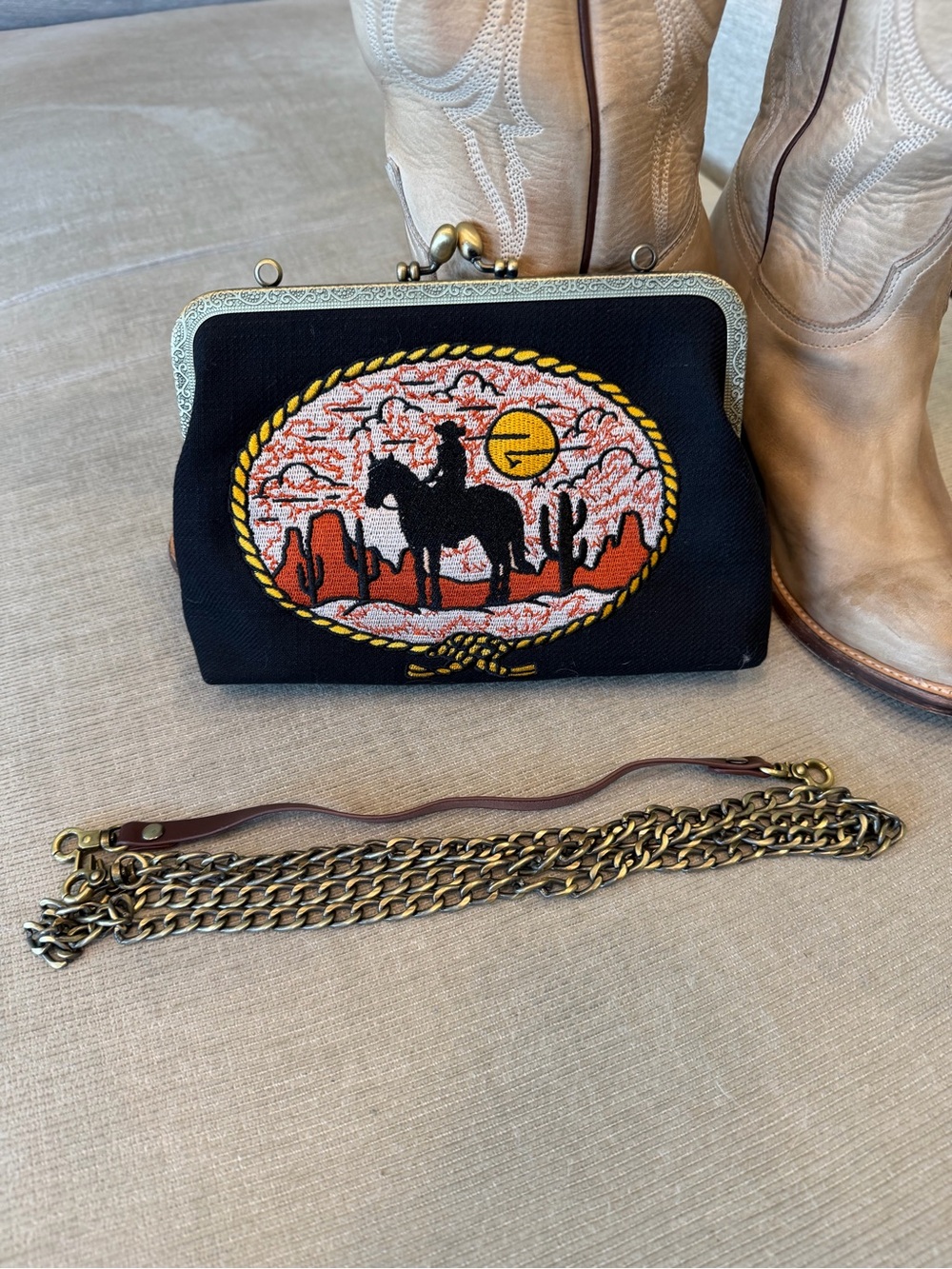 Black Western Embroidered Clutch Purse - Cowboy Silhouette - Picture 4 of 4